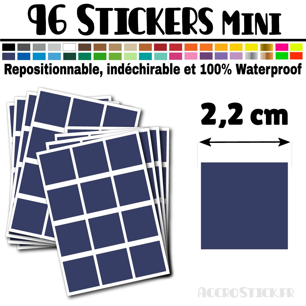 96 Carrés 2,2 cm - Stickers mini gommettes 96 Carrés 2,2 cm - Stickers mini gommettes