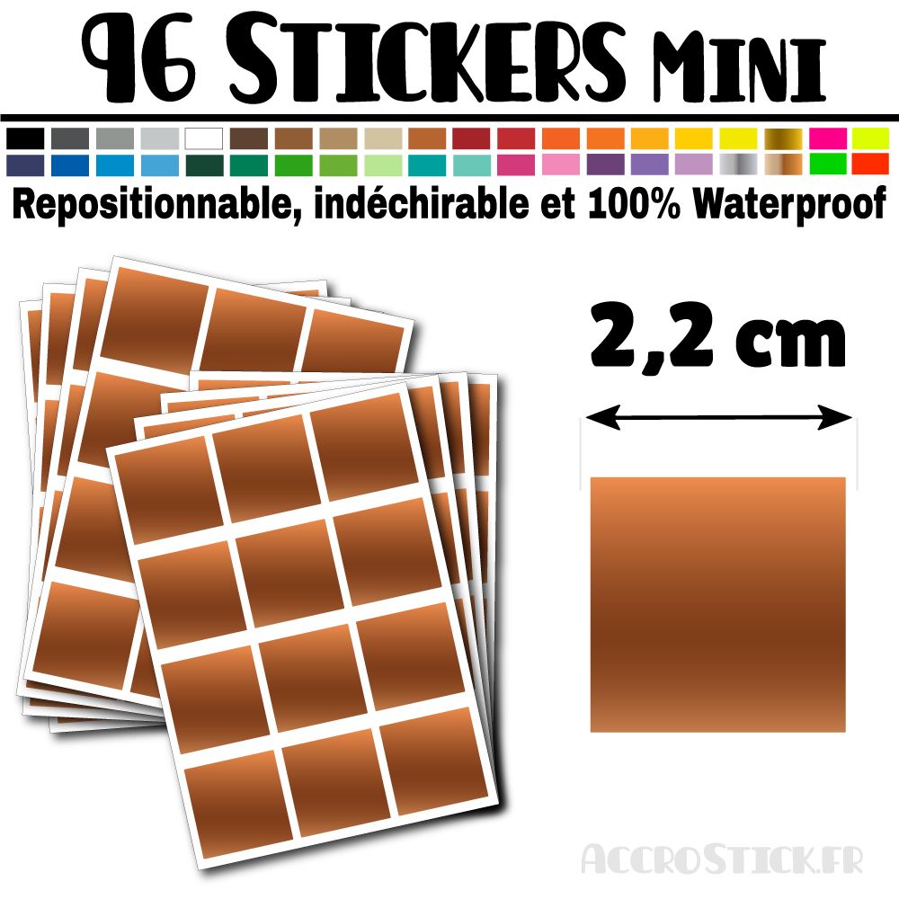 96 Carrés 2,2 cm - Stickers mini gommettes 96 Carrés 2,2 cm - Stickers mini gommettes