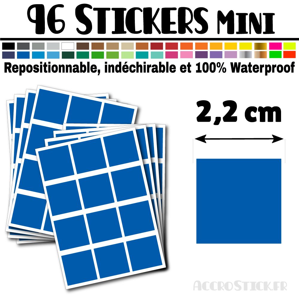 96 Carrés 2,2 cm - Stickers mini gommettes 96 Carrés 2,2 cm - Stickers mini gommettes