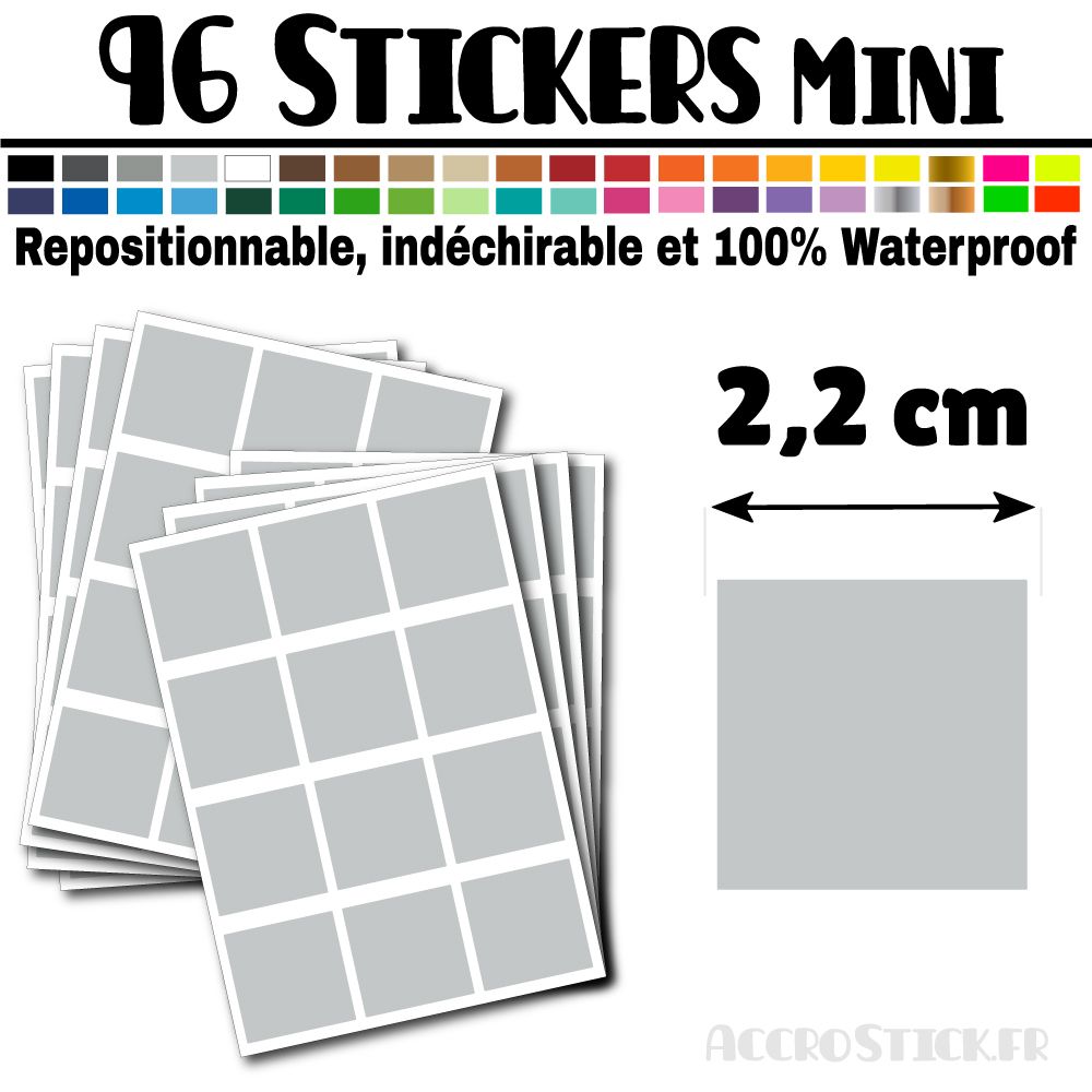 96 Carrés 2,2 cm - Stickers mini gommettes 96 Carrés 2,2 cm - Stickers mini gommettes