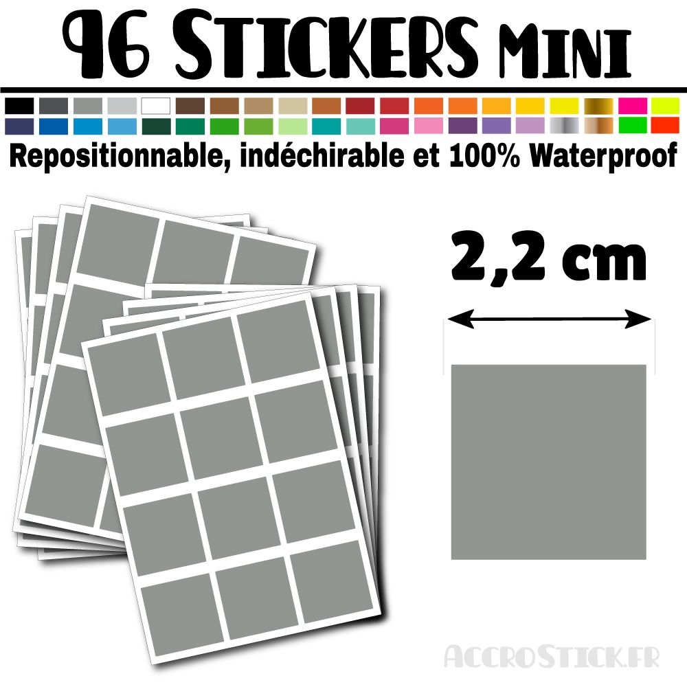 96 Carrés 2,2 cm - Stickers mini gommettes 96 Carrés 2,2 cm - Stickers mini gommettes