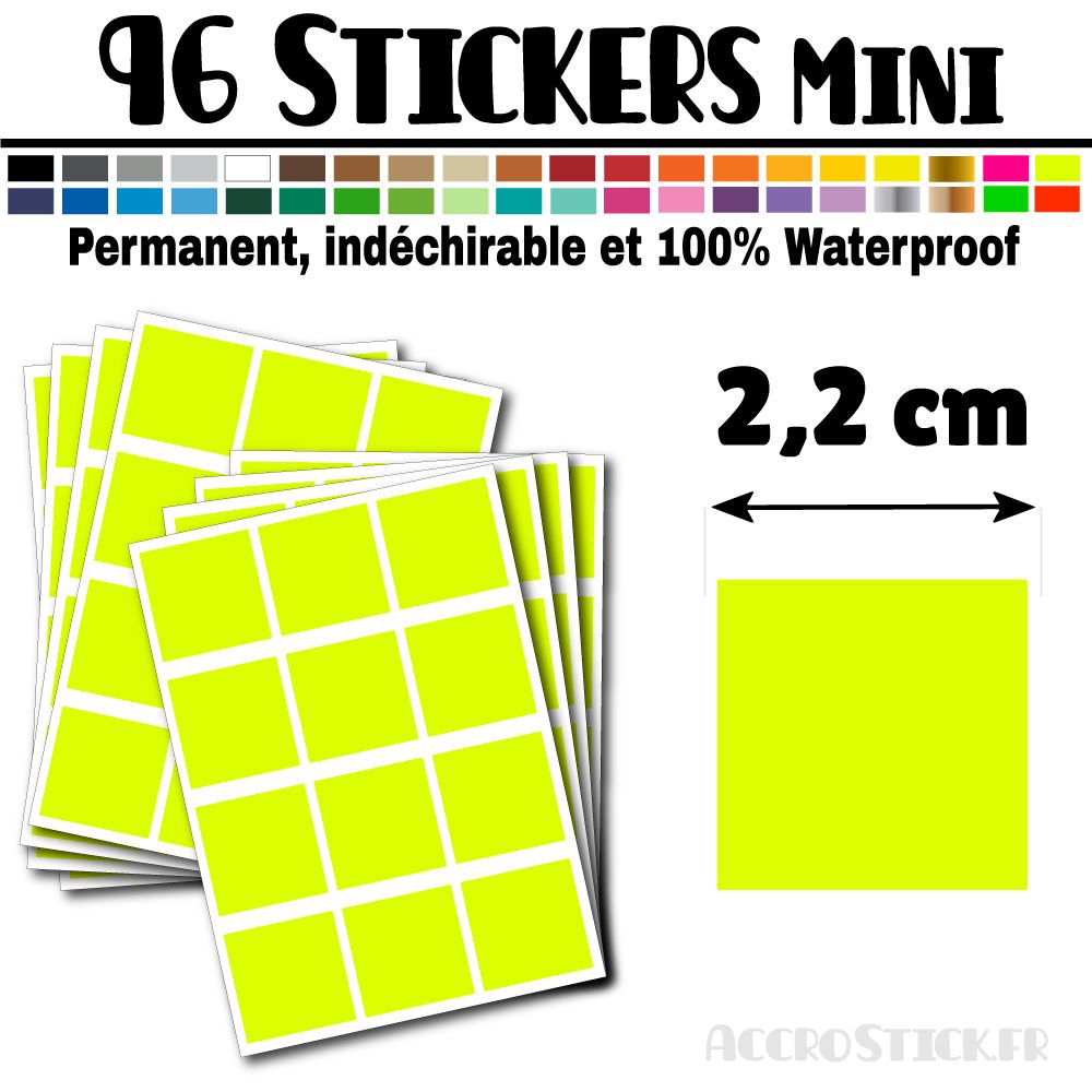 96 Carrés 2,2 cm - Stickers mini gommettes 96 Carrés 2,2 cm - Stickers mini gommettes