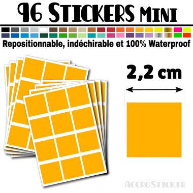 96 Carrés 2,2 cm - Stickers mini gommettes