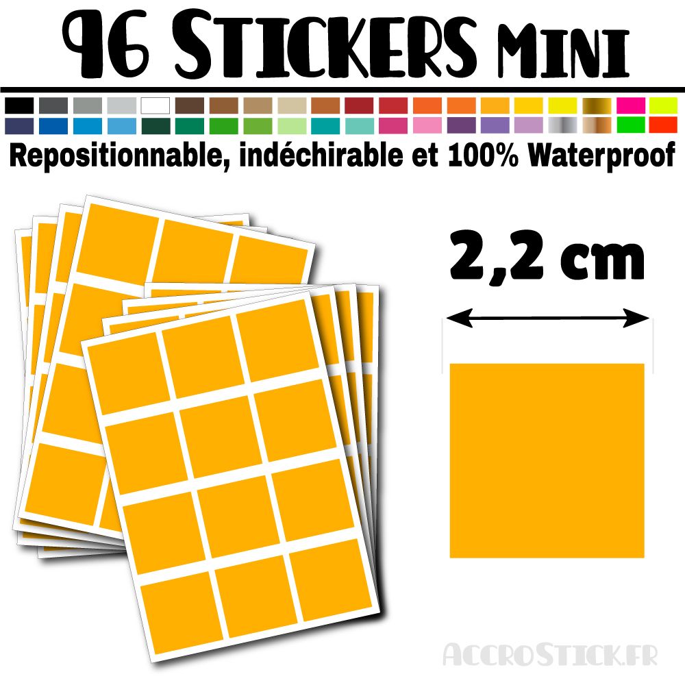 96 Carrés 2,2 cm - Stickers mini gommettes 96 Carrés 2,2 cm - Stickers mini gommettes