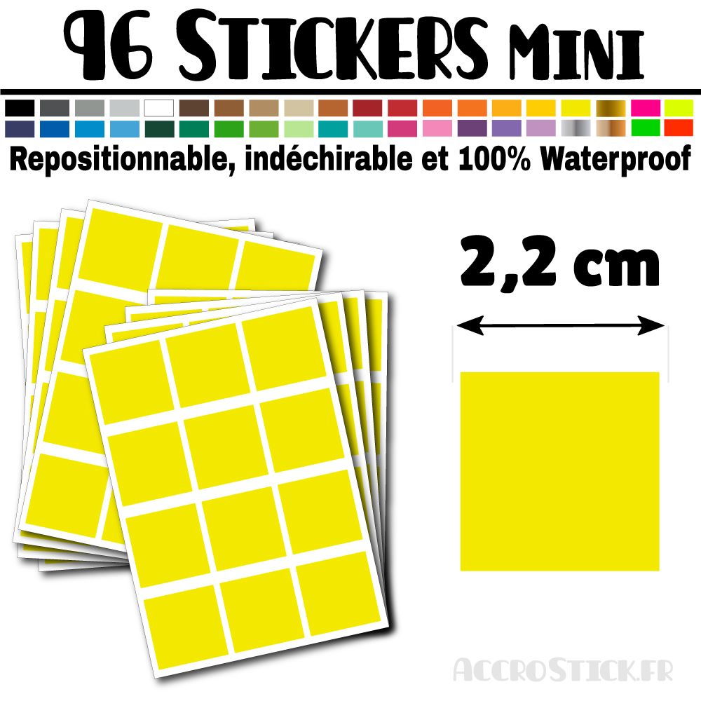 96 Carrés 2,2 cm - Stickers mini gommettes 96 Carrés 2,2 cm - Stickers mini gommettes