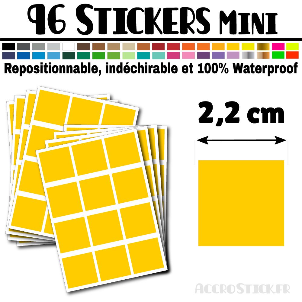 96 Carrés 2,2 cm - Stickers mini gommettes 96 Carrés 2,2 cm - Stickers mini gommettes