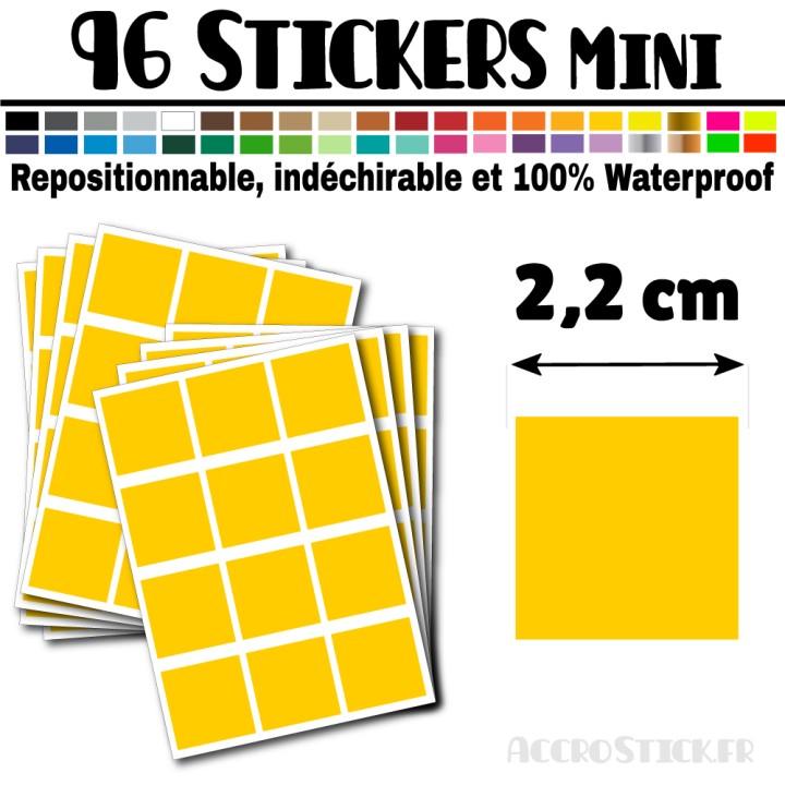 96 Carrés 2,2 cm - Stickers mini gommettes