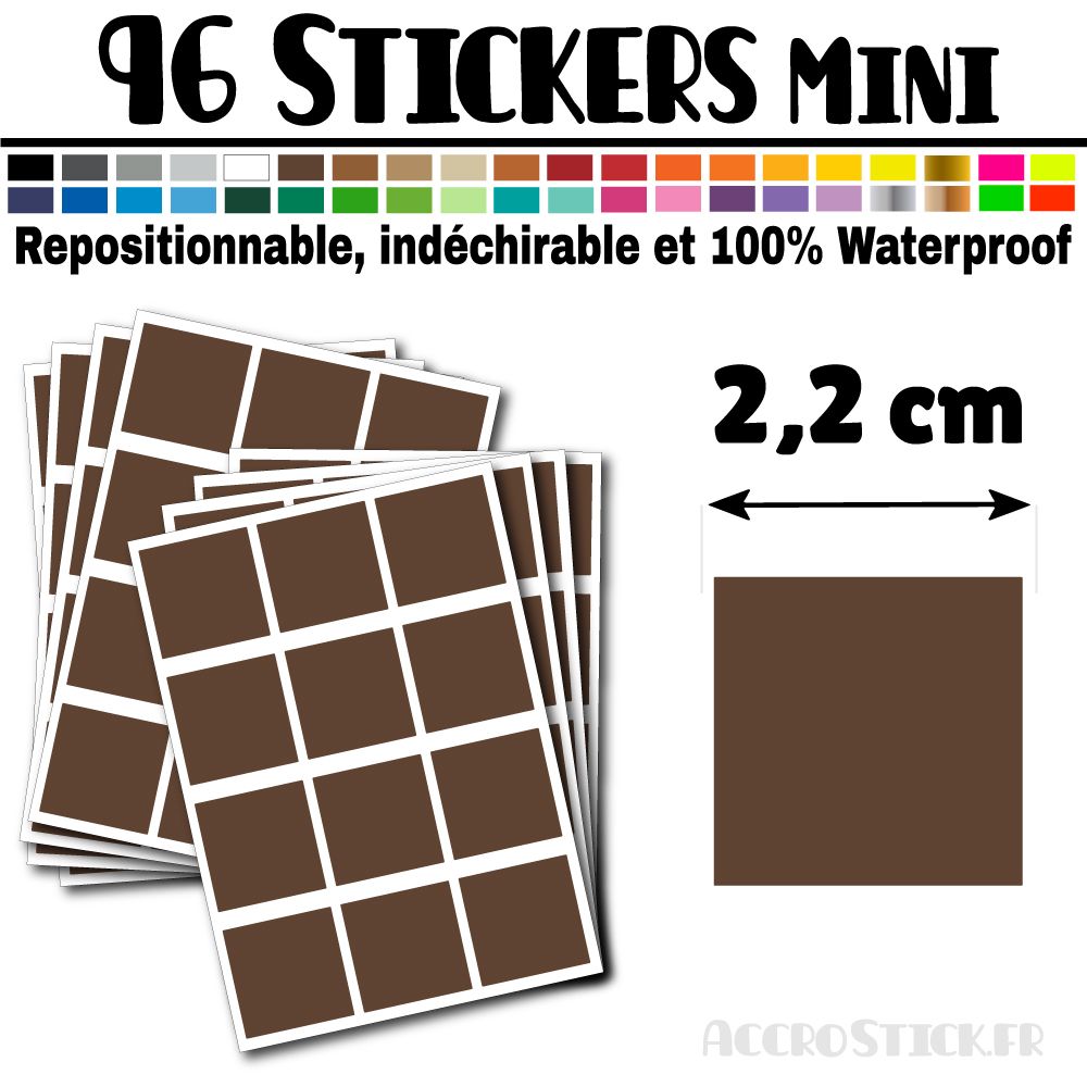 96 Carrés 2,2 cm - Stickers mini gommettes 96 Carrés 2,2 cm - Stickers mini gommettes