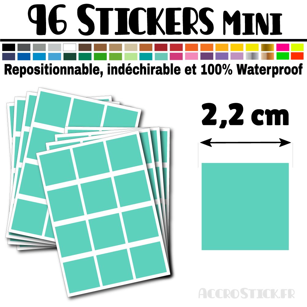 96 Carrés 2,2 cm - Stickers mini gommettes 96 Carrés 2,2 cm - Stickers mini gommettes