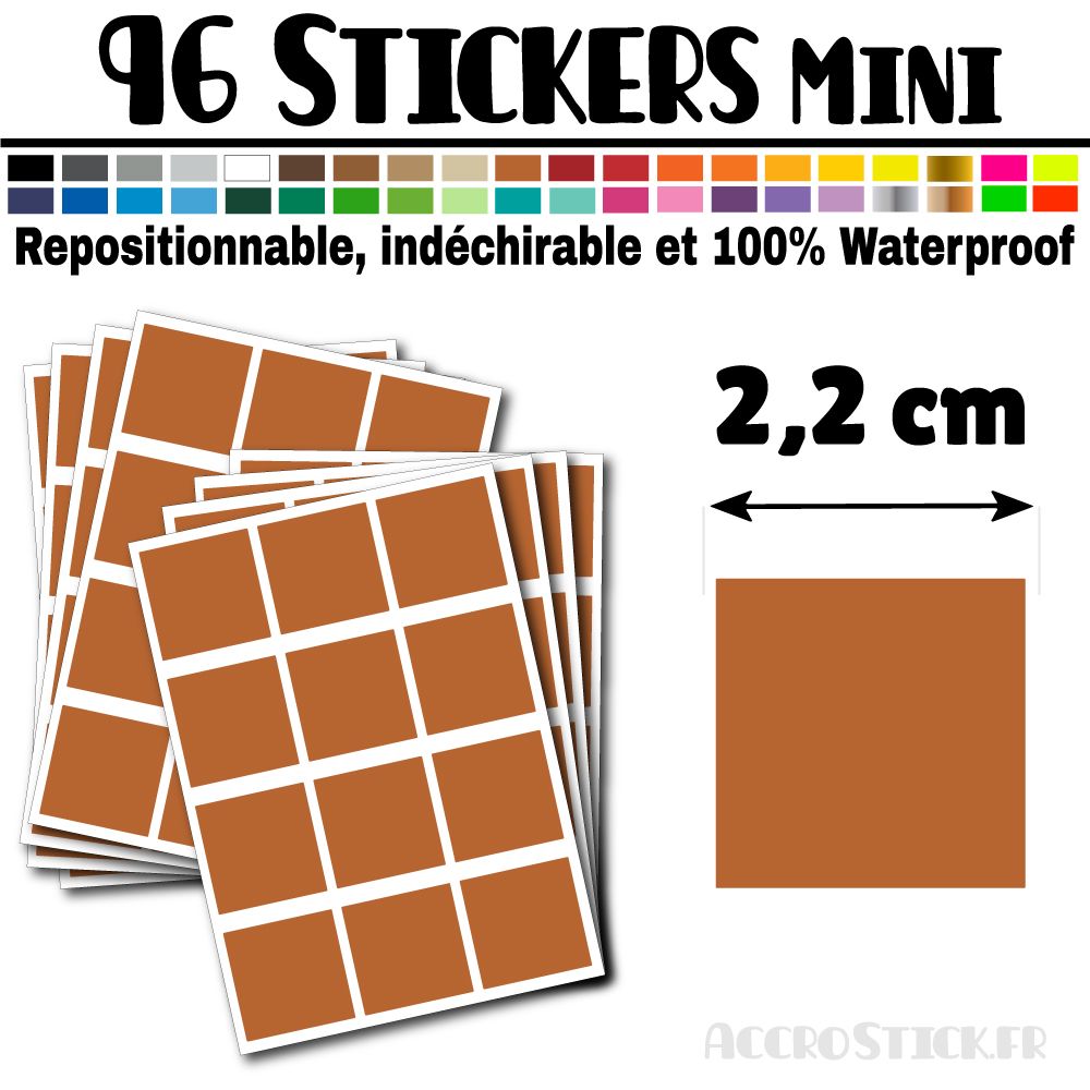 96 Carrés 2,2 cm - Stickers mini gommettes 96 Carrés 2,2 cm - Stickers mini gommettes