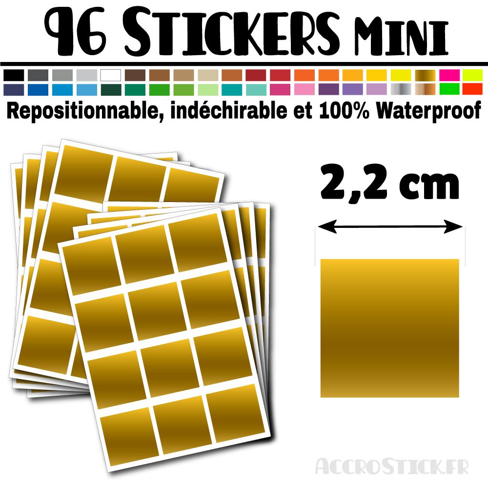 96 Carrés 2,2 cm - Stickers mini gommettes 96 Carrés 2,2 cm - Stickers mini gommettes