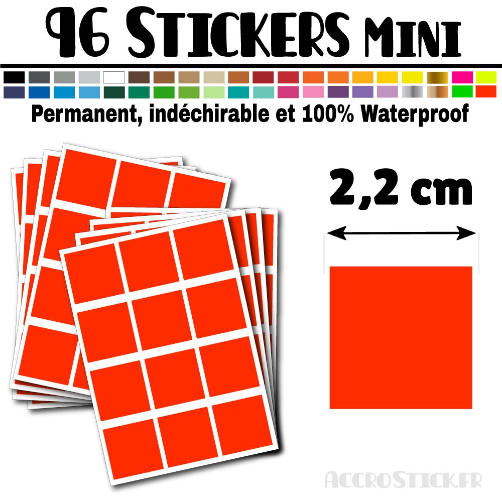 96 Carrés 2,2 cm - Stickers mini gommettes 96 Carrés 2,2 cm - Stickers mini gommettes