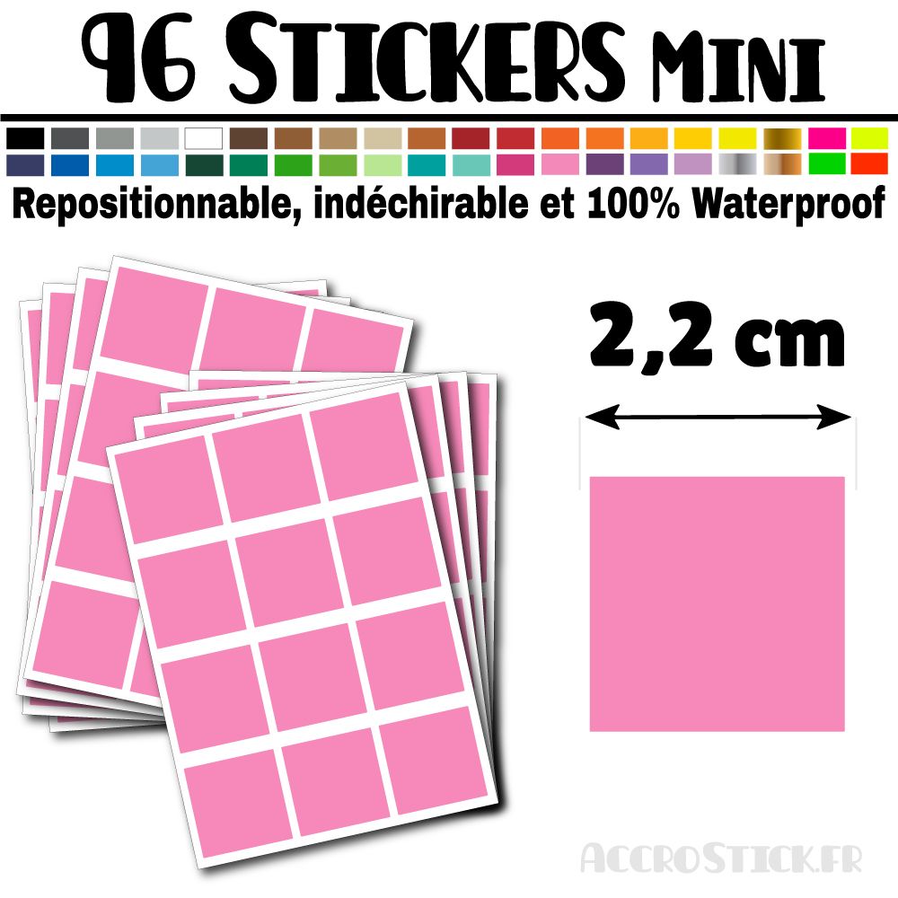96 Carrés 2,2 cm - Stickers mini gommettes 96 Carrés 2,2 cm - Stickers mini gommettes