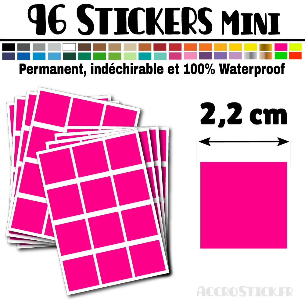 96 Carrés 2,2 cm - Stickers mini gommettes 96 Carrés 2,2 cm - Stickers mini gommettes