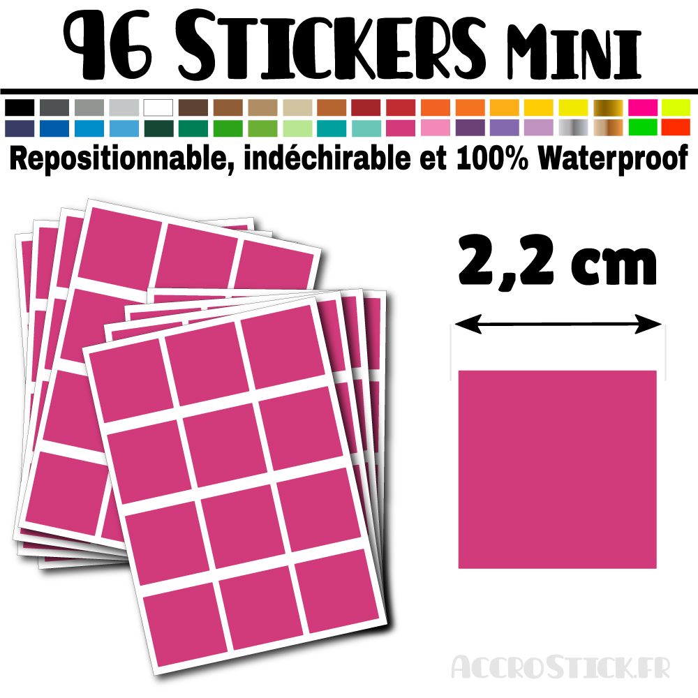96 Carrés 2,2 cm - Stickers mini gommettes 96 Carrés 2,2 cm - Stickers mini gommettes