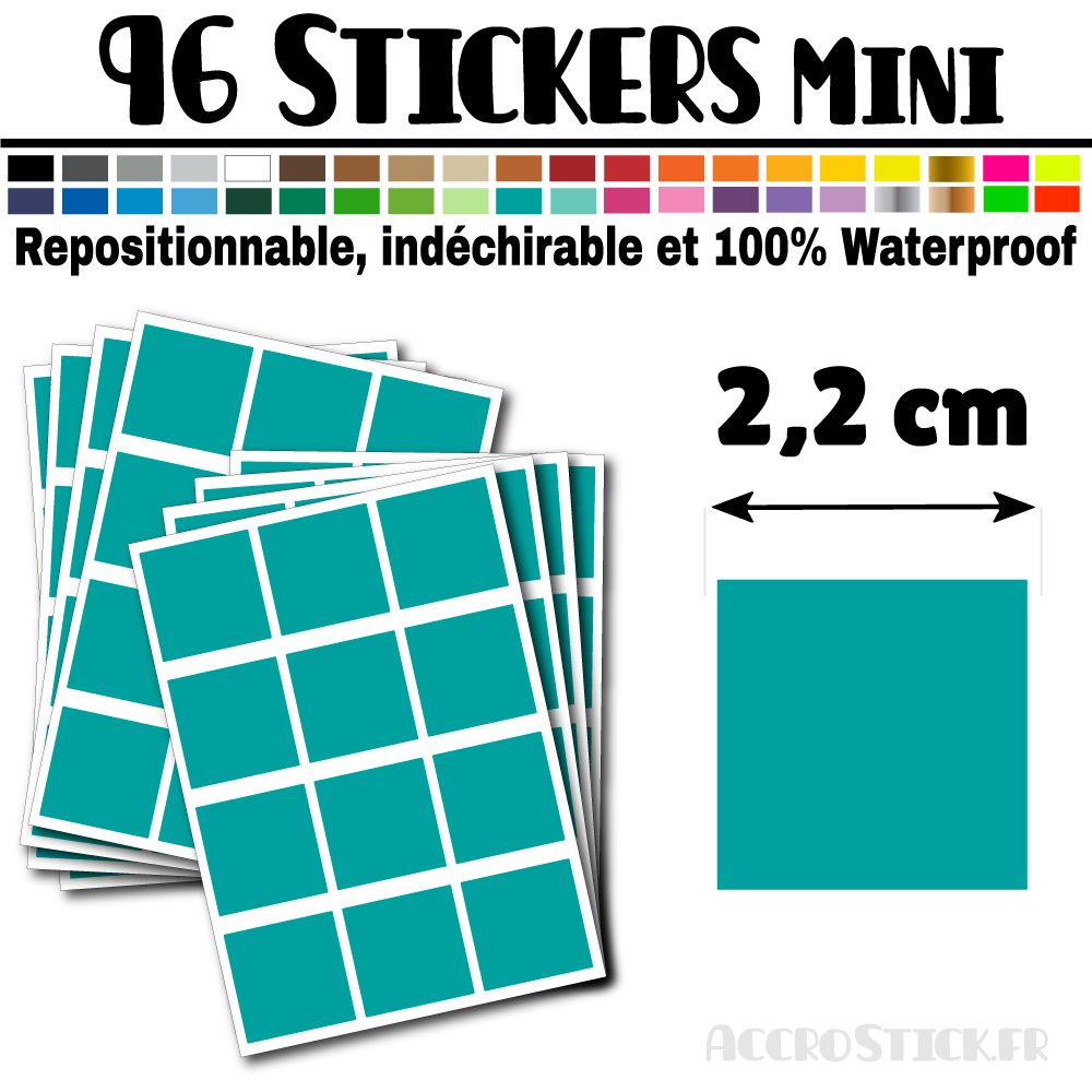96 Carrés 2,2 cm - Stickers mini gommettes 96 Carrés 2,2 cm - Stickers mini gommettes