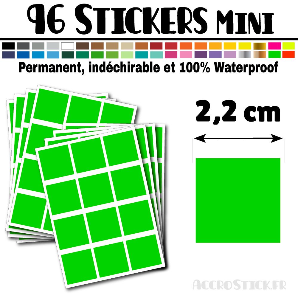 96 Carrés 2,2 cm - Stickers mini gommettes 96 Carrés 2,2 cm - Stickers mini gommettes