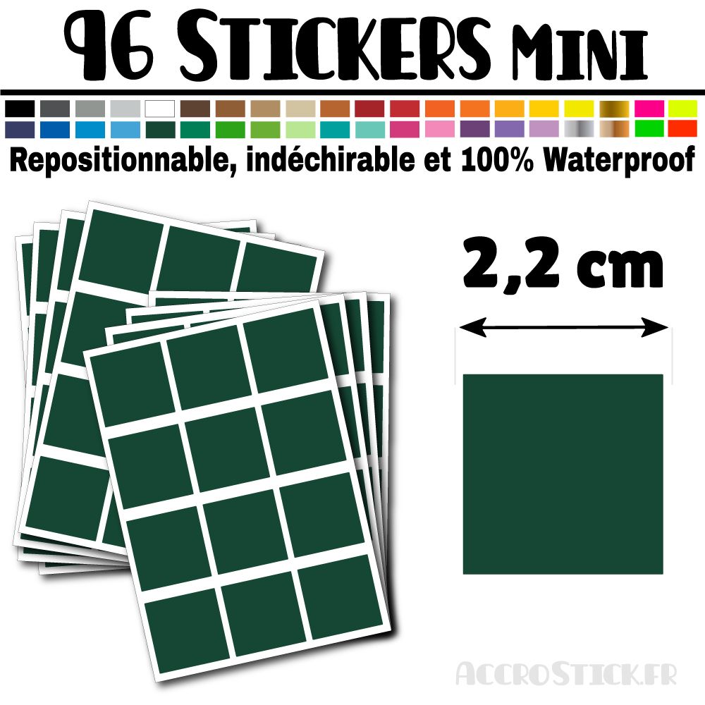 96 Carrés 2,2 cm - Stickers mini gommettes 96 Carrés 2,2 cm - Stickers mini gommettes