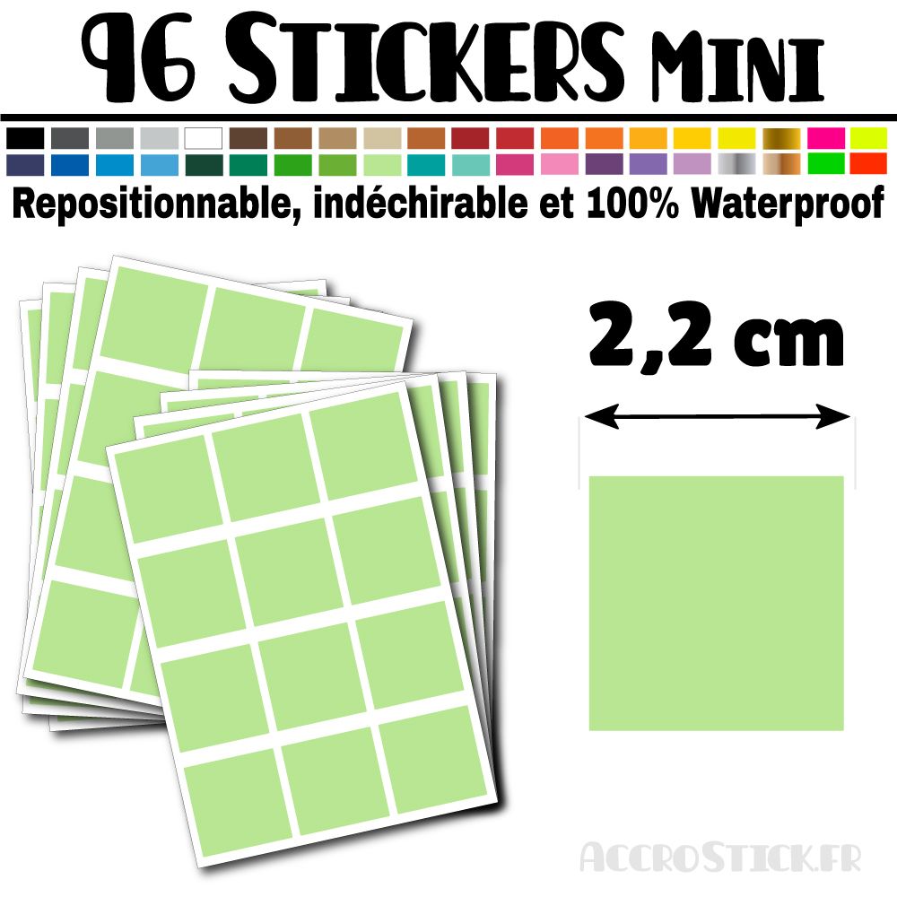 96 Carrés 2,2 cm - Stickers mini gommettes 96 Carrés 2,2 cm - Stickers mini gommettes