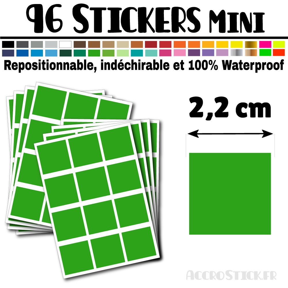 96 Carrés 2,2 cm - Stickers mini gommettes 96 Carrés 2,2 cm - Stickers mini gommettes