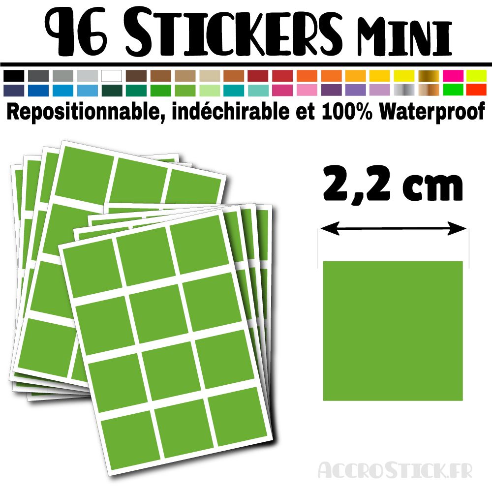96 Carrés 2,2 cm - Stickers mini gommettes 96 Carrés 2,2 cm - Stickers mini gommettes