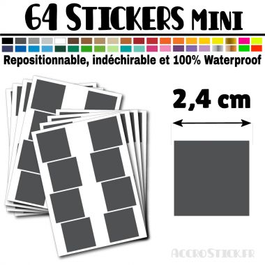 64 Carrés 2,4 cm - Stickers mini gommettes