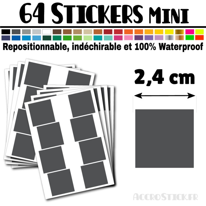 64 Carrés 2,4 cm - Stickers mini gommettes