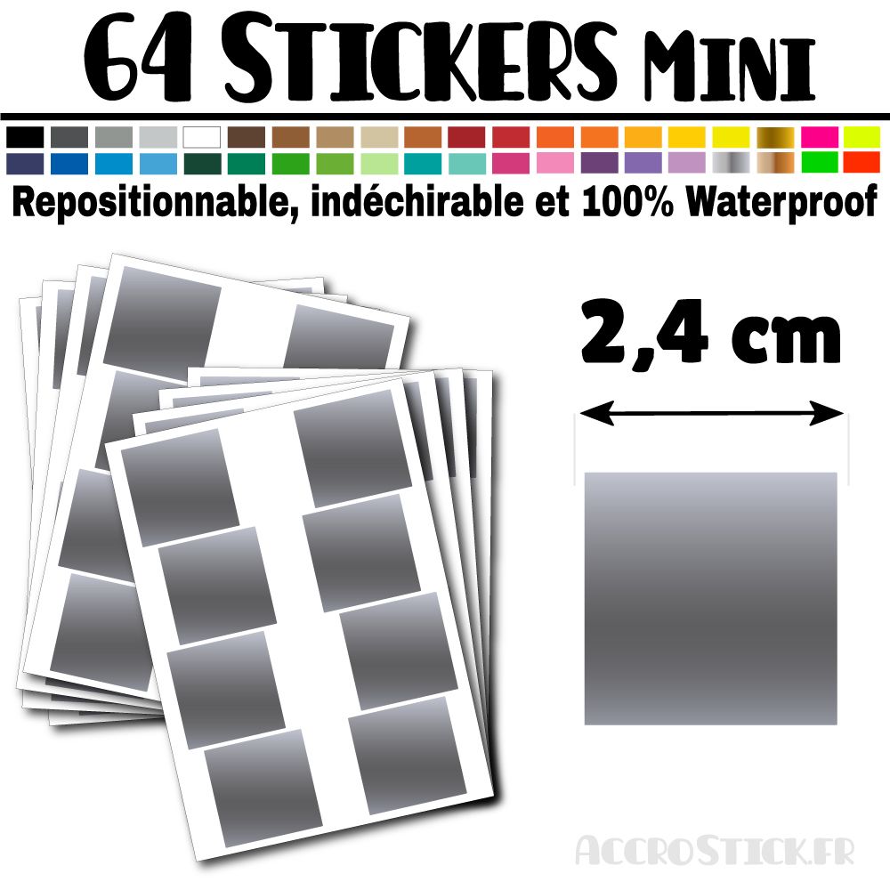 64 Carrés 2,4 cm - Stickers mini gommettes 64 Carrés 2,4 cm - Stickers mini gommettes