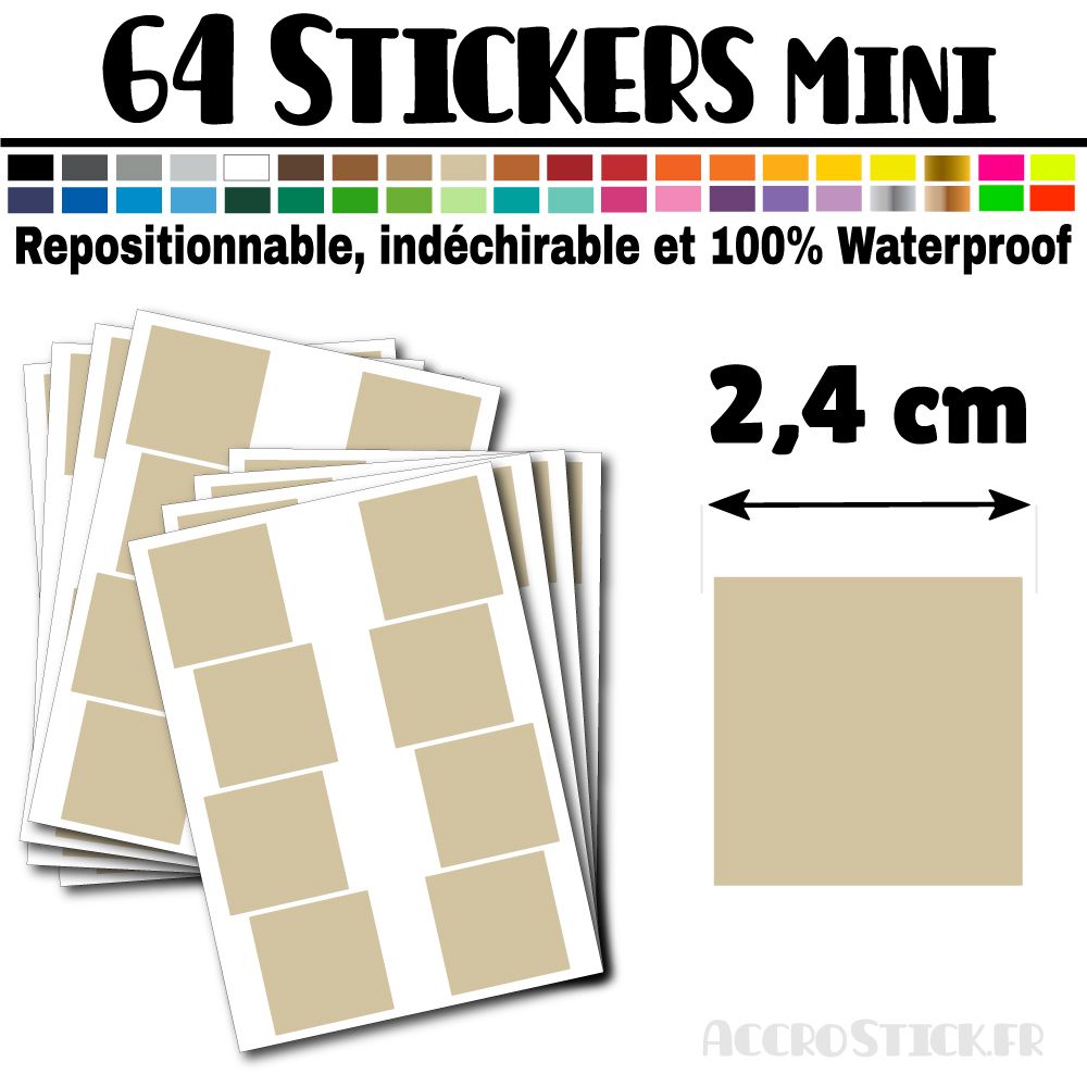 64 Carrés 2,4 cm - Stickers mini gommettes 64 Carrés 2,4 cm - Stickers mini gommettes