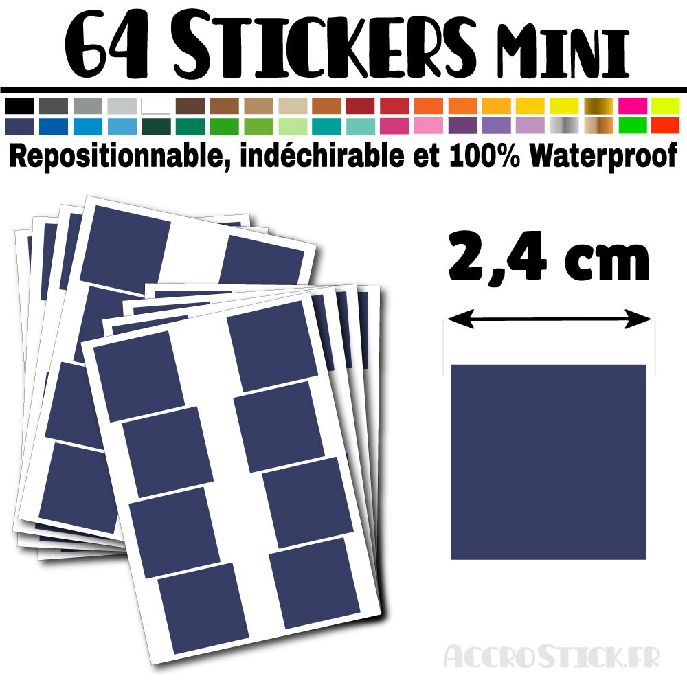 64 Carrés 2,4 cm - Stickers mini gommettes 64 Carrés 2,4 cm - Stickers mini gommettes