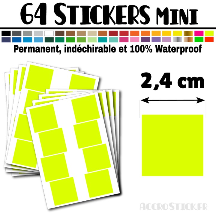 64 Carrés 2,4 cm - Stickers mini gommettes