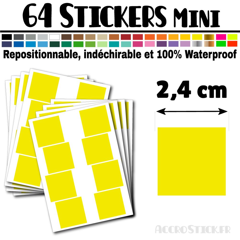 64 Carrés 2,4 cm - Stickers mini gommettes 64 Carrés 2,4 cm - Stickers mini gommettes