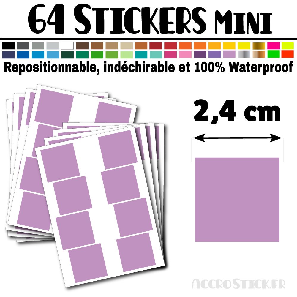 64 Carrés 2,4 cm - Stickers mini gommettes 64 Carrés 2,4 cm - Stickers mini gommettes