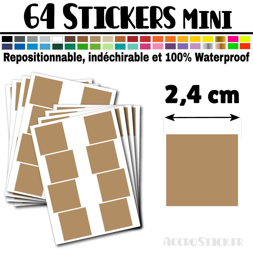 64 Carrés 2,4 cm - Stickers mini gommettes 64 Carrés 2,4 cm - Stickers mini gommettes