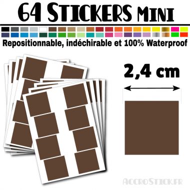 64 Carrés 2,4 cm - Stickers mini gommettes