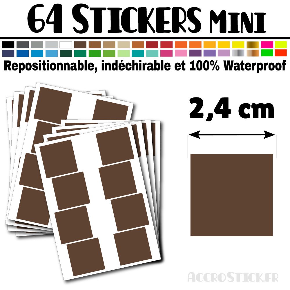 64 Carrés 2,4 cm - Stickers mini gommettes 64 Carrés 2,4 cm - Stickers mini gommettes