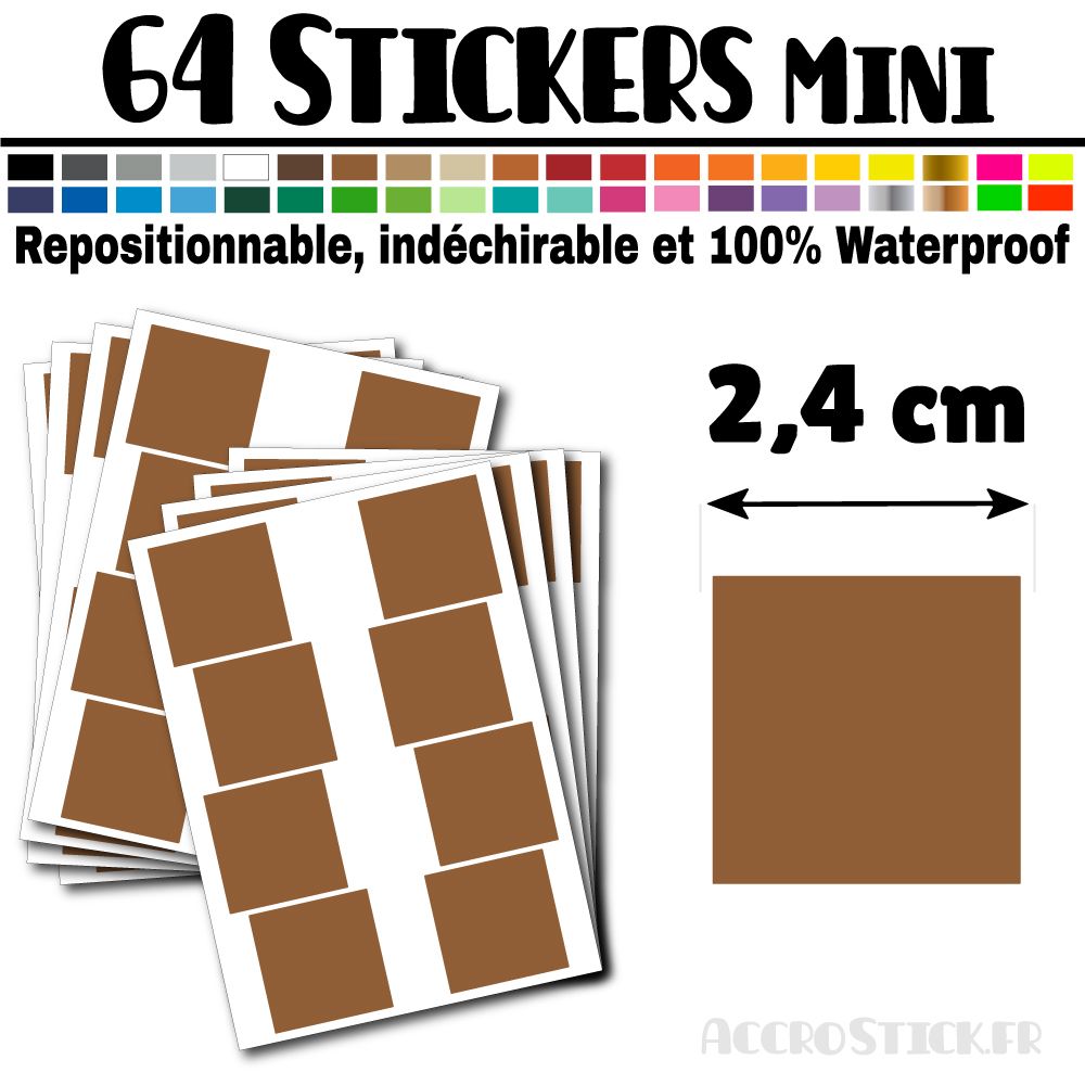 64 Carrés 2,4 cm - Stickers mini gommettes 64 Carrés 2,4 cm - Stickers mini gommettes