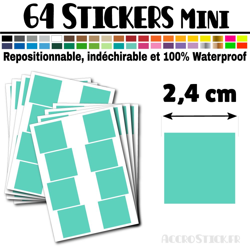 64 Carrés 2,4 cm - Stickers mini gommettes 64 Carrés 2,4 cm - Stickers mini gommettes