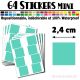 64 Carrés 2,4 cm - Stickers mini gommettes