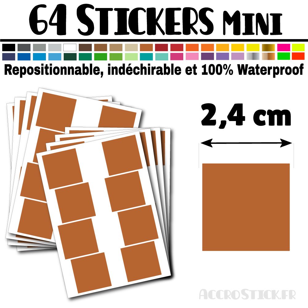 64 Carrés 2,4 cm - Stickers mini gommettes 64 Carrés 2,4 cm - Stickers mini gommettes