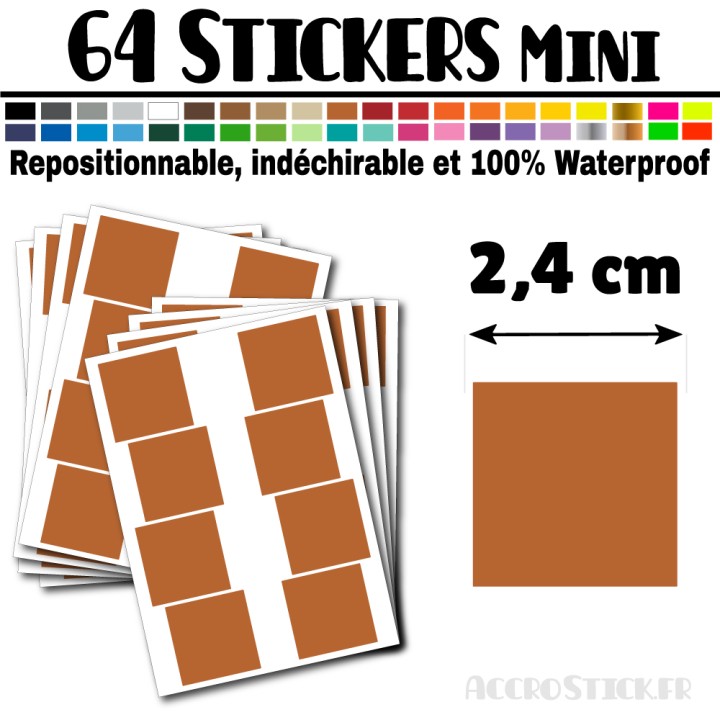 64 Carrés 2,4 cm - Stickers mini gommettes