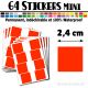 64 Carrés 2,4 cm - Stickers mini gommettes