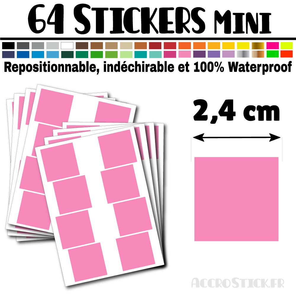 64 Carrés 2,4 cm - Stickers mini gommettes 64 Carrés 2,4 cm - Stickers mini gommettes