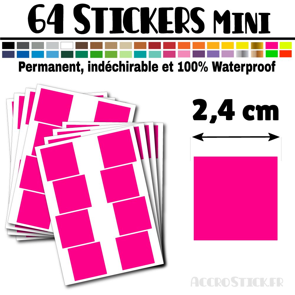64 Carrés 2,4 cm - Stickers mini gommettes 64 Carrés 2,4 cm - Stickers mini gommettes