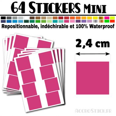 64 Carrés 2,4 cm - Stickers mini gommettes
