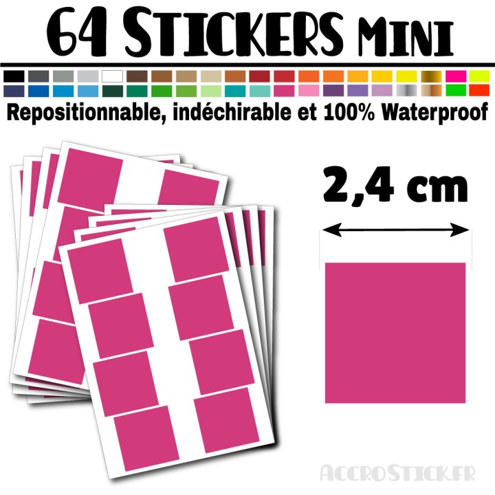 64 Carrés 2,4 cm - Stickers mini gommettes