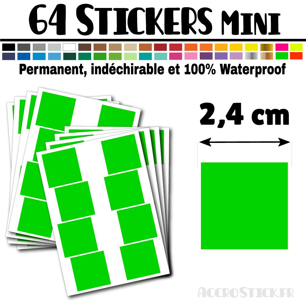 64 Carrés 2,4 cm - Stickers mini gommettes 64 Carrés 2,4 cm - Stickers mini gommettes