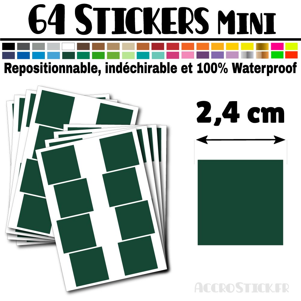 64 Carrés 2,4 cm - Stickers mini gommettes 64 Carrés 2,4 cm - Stickers mini gommettes