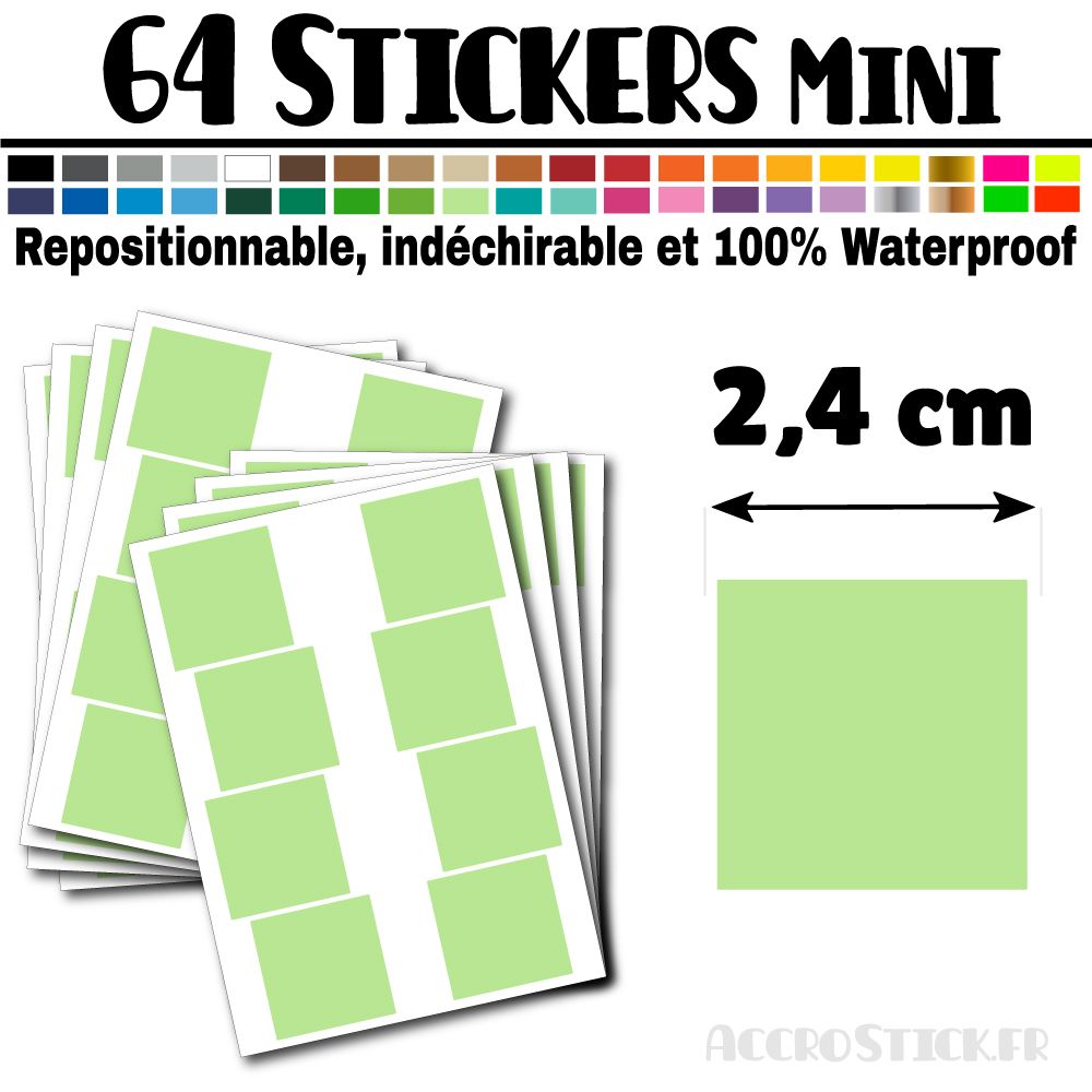 64 Carrés 2,4 cm - Stickers mini gommettes 64 Carrés 2,4 cm - Stickers mini gommettes
