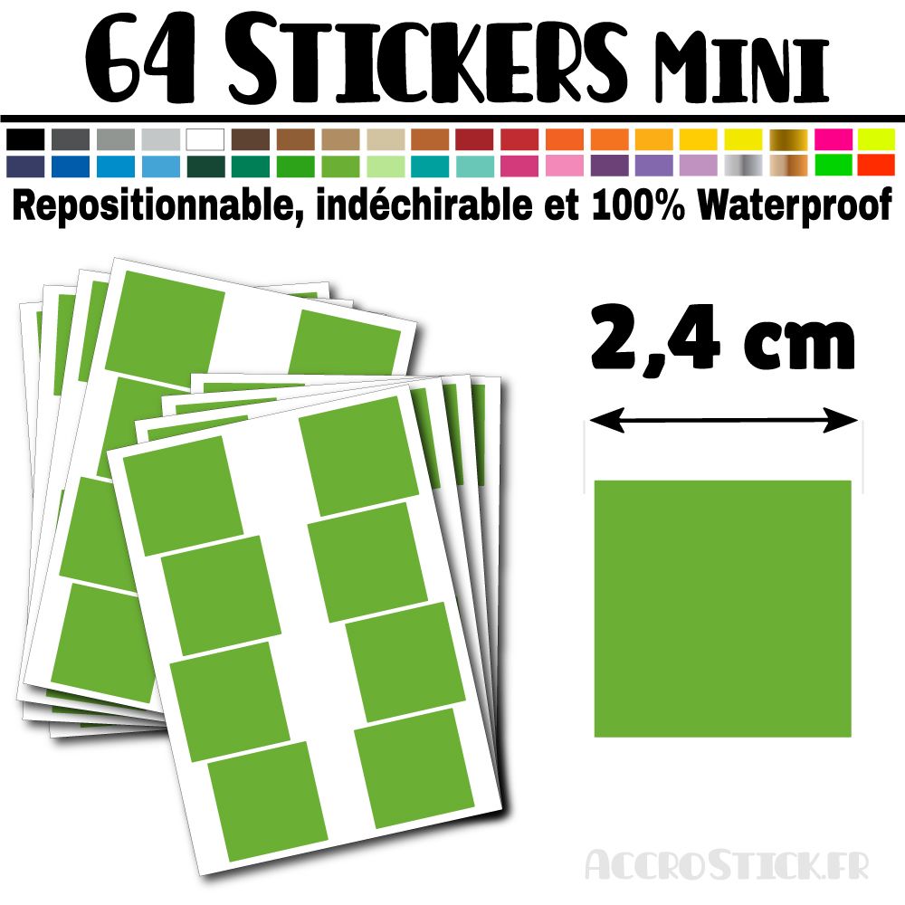 64 Carrés 2,4 cm - Stickers mini gommettes 64 Carrés 2,4 cm - Stickers mini gommettes